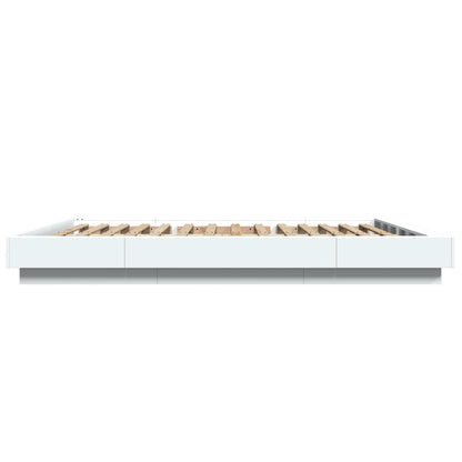 Bedframe met LED-verlichting bewerkt hout wit 150x200 cm