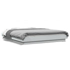 Wooden LED-lit bed frame white 150x200 cm