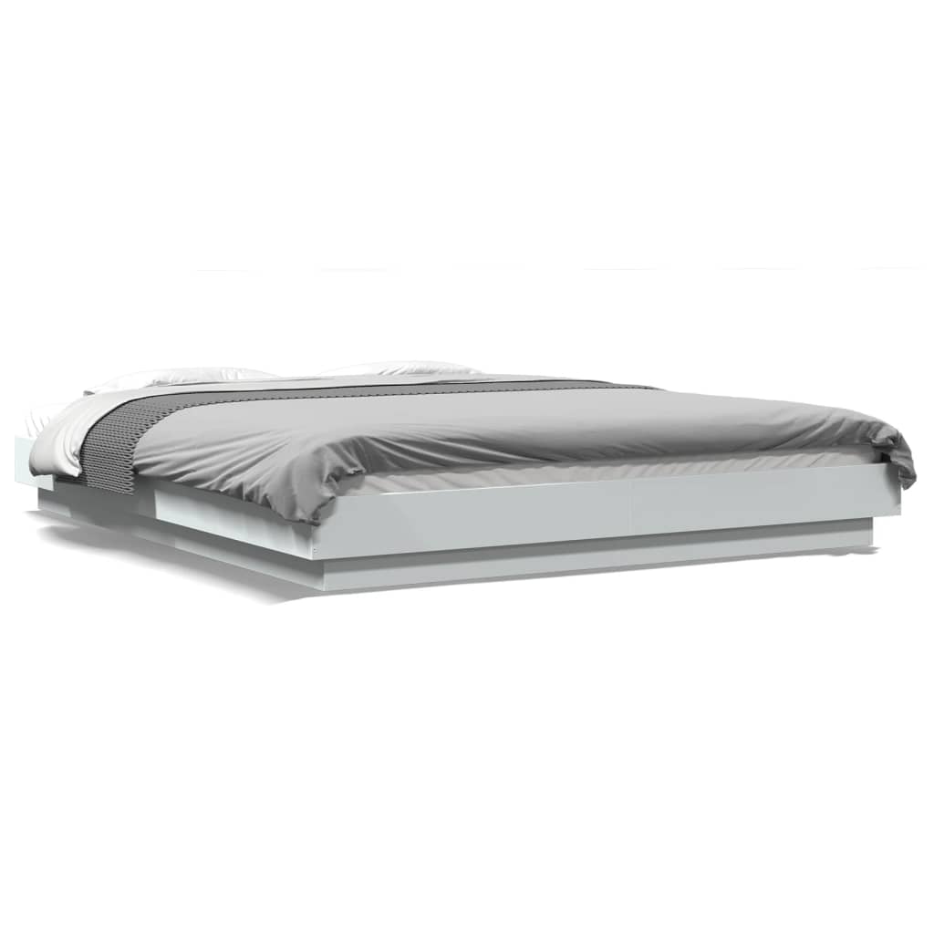 Bedframe met LED-verlichting bewerkt hout wit 150x200 cm