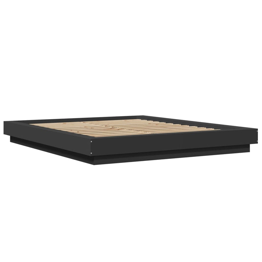 Bedframe met LED-verlichting bewerkt hout zwart 150x200 cm