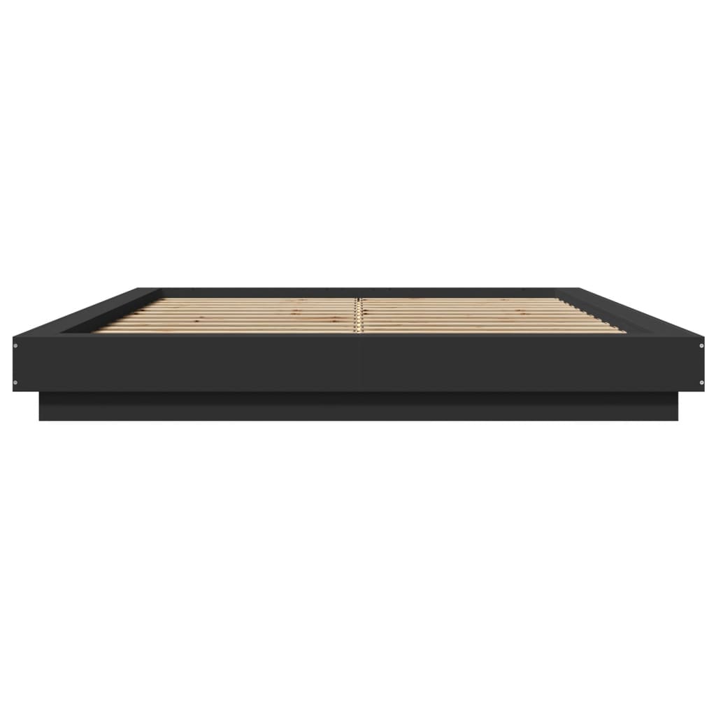 Bedframe met LED-verlichting bewerkt hout zwart 150x200 cm