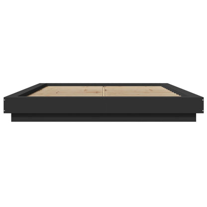 Bedframe met LED-verlichting bewerkt hout zwart 150x200 cm