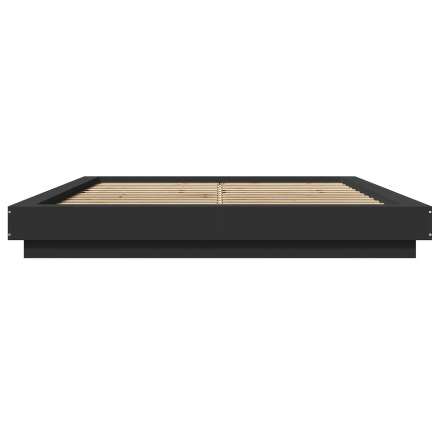 Bedframe met LED-verlichting bewerkt hout zwart 150x200 cm