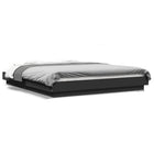 Bed frame with LED lighting engineered wood black 150x200 cm