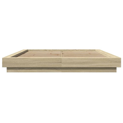 Bedframe met LED-verlichting sonoma eikenkleurig 150x200 cm