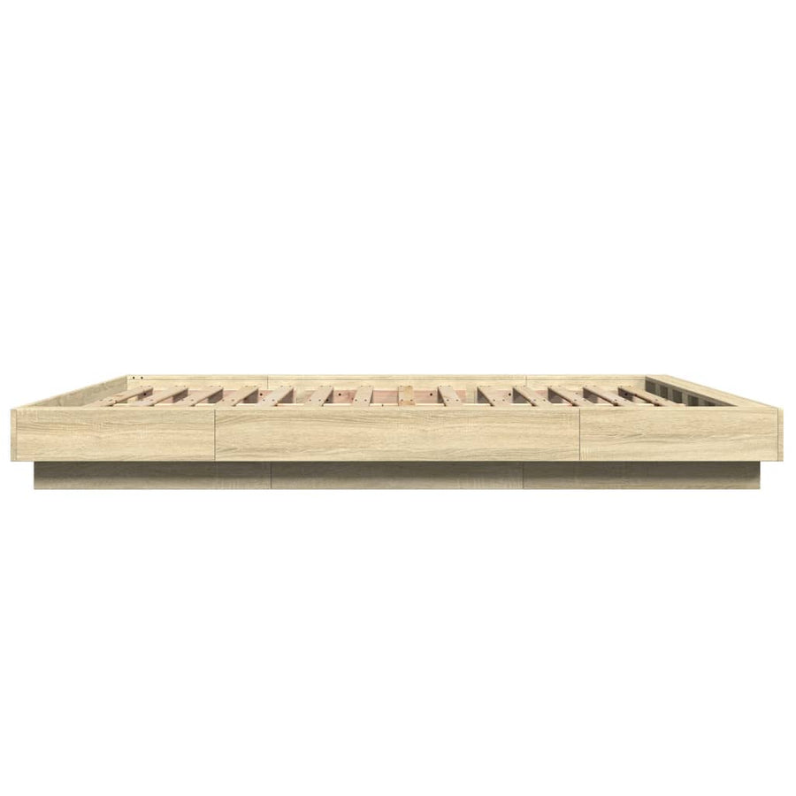 Bedframe met LED-verlichting sonoma eikenkleurig 150x200 cm