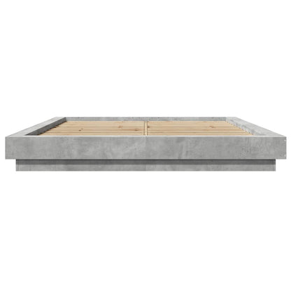 Bedframe met LED-verlichting bewerkt hout betongrijs 150x200 cm