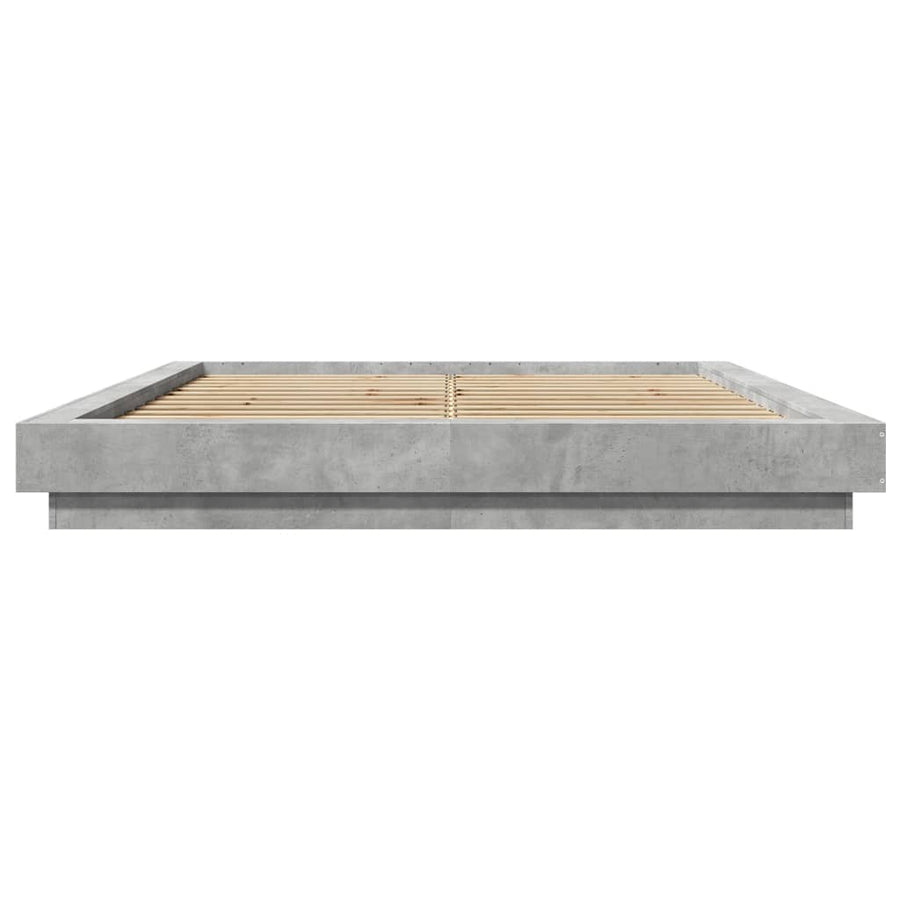 Bedframe met LED-verlichting bewerkt hout betongrijs 150x200 cm