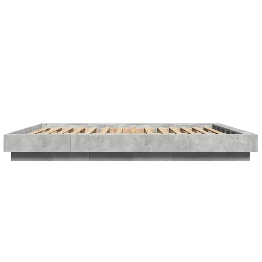 Bedframe met LED-verlichting bewerkt hout betongrijs 150x200 cm