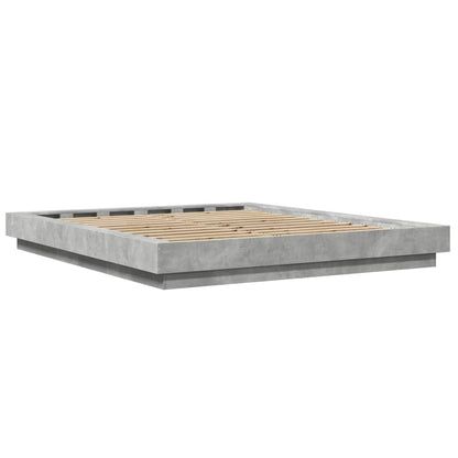 Bedframe met LED-verlichting bewerkt hout betongrijs 150x200 cm