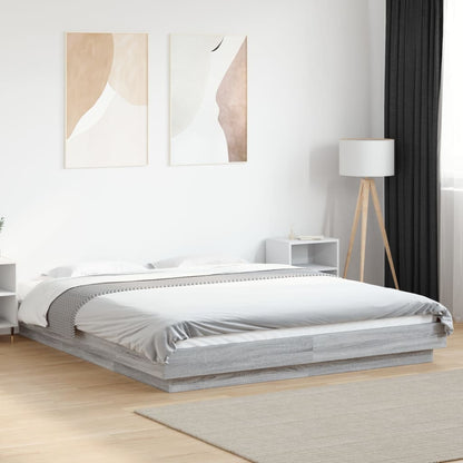 Bedframe met LED-verlichting grijs sonoma eiken 150x200 cm