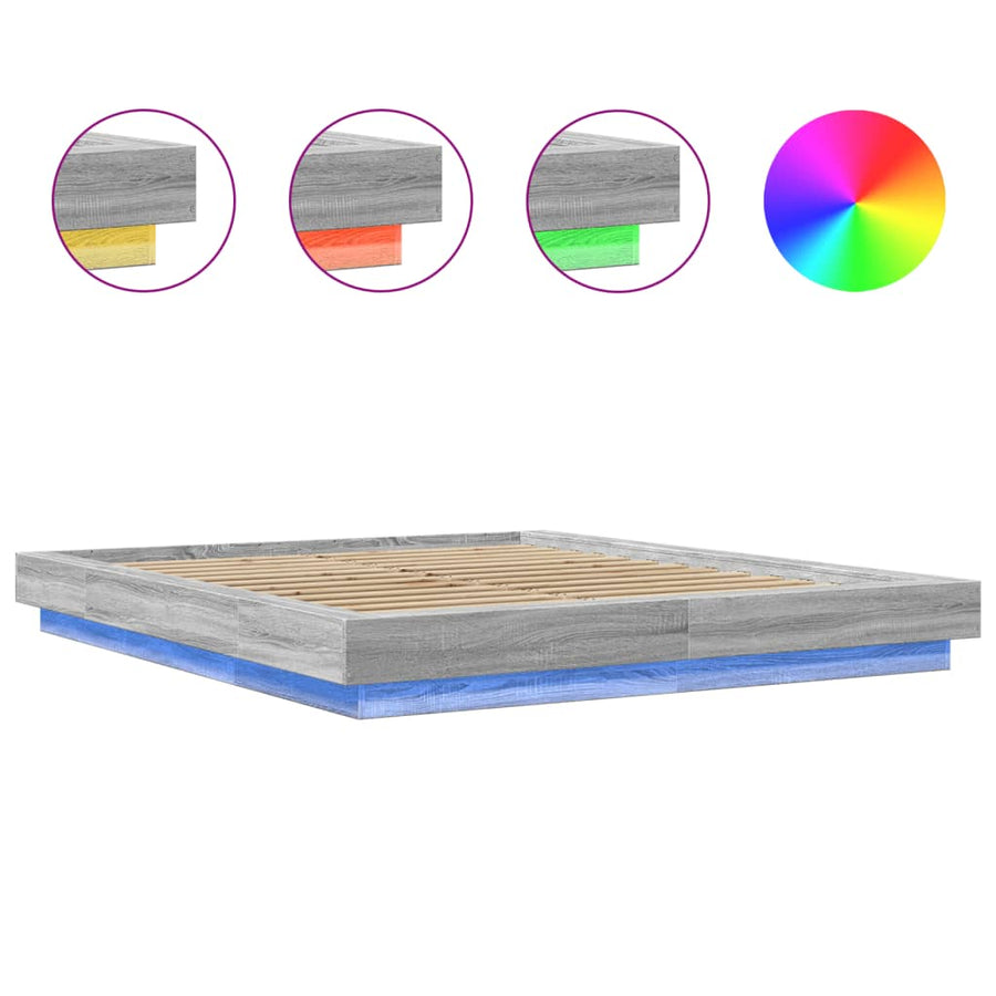 Bedframe met LED-verlichting grijs sonoma eiken 150x200 cm