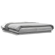 Bedframe 150x200 cm grijs sonoma eiken met LED