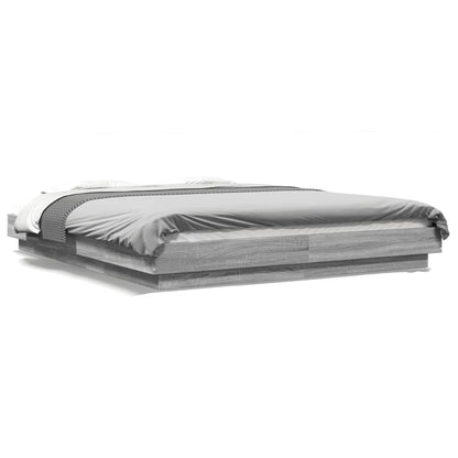 Bedframe met LED-verlichting grijs sonoma eiken 150x200 cm