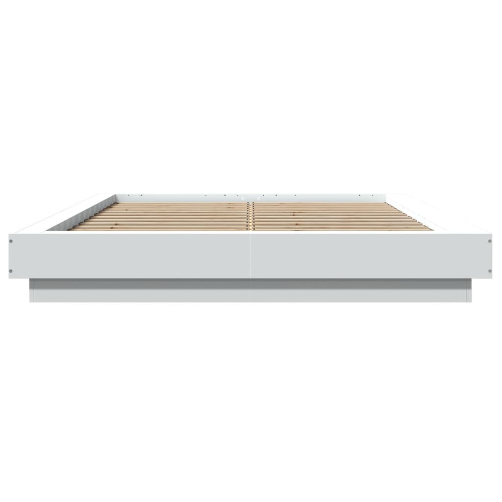 Bedframe met LED-verlichting bewerkt hout wit 140x200 cm