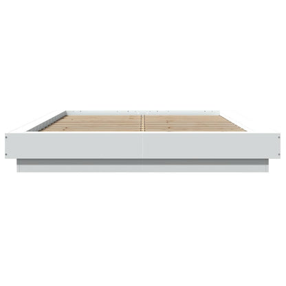 Bedframe met LED-verlichting bewerkt hout wit 140x200 cm