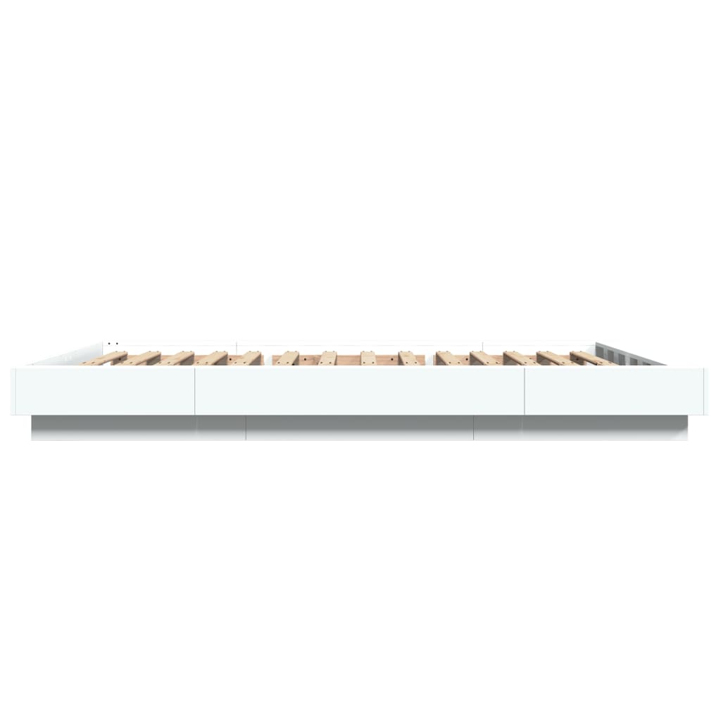 Bedframe met LED-verlichting bewerkt hout wit 140x200 cm