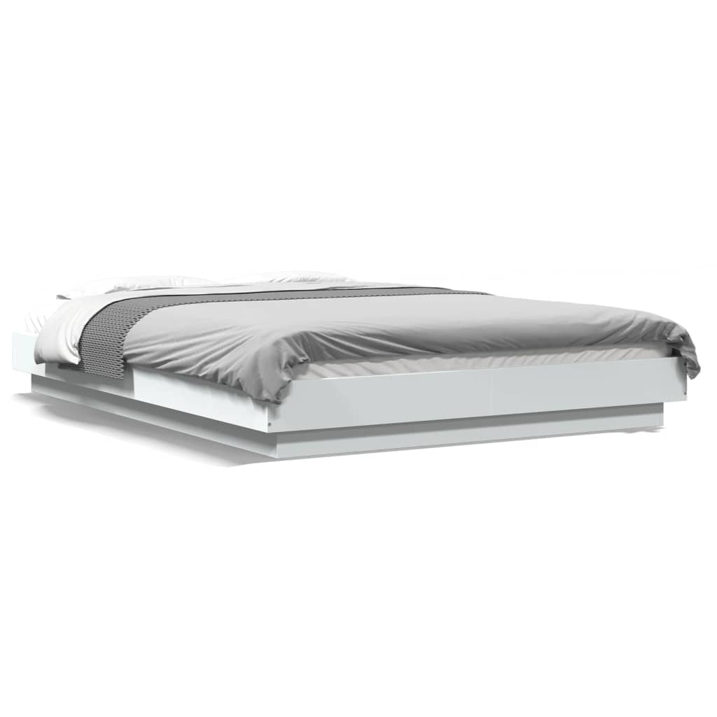 Bedframe met LED-verlichting bewerkt hout wit 140x200 cm