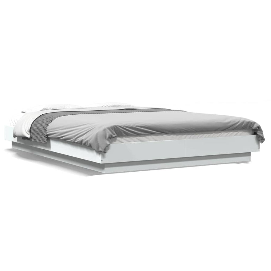 Bedframe met LED-verlichting bewerkt hout wit 140x200 cm