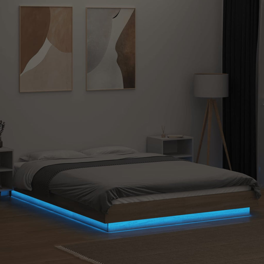 Bedframe met LED-verlichting sonoma eikenkleurig 140x200 cm