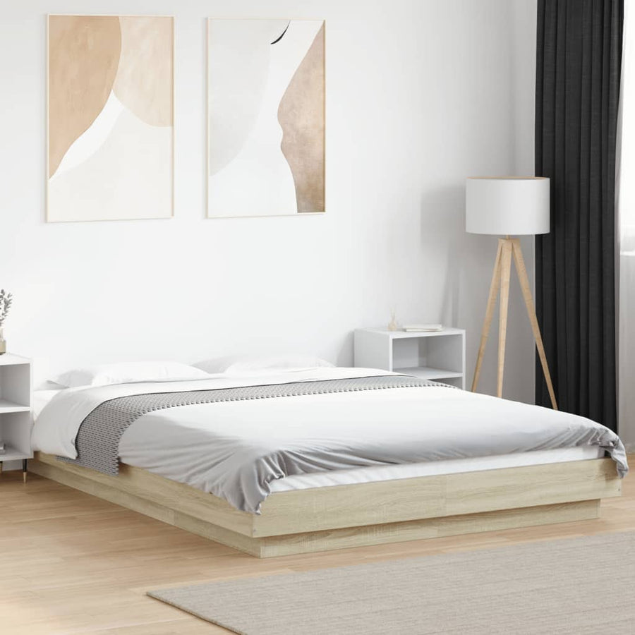 Bedframe met LED-verlichting sonoma eikenkleurig 140x200 cm