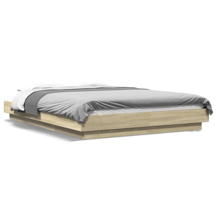 Bedframe met LED-verlichting sonoma eikenkleurig 140x200 cm