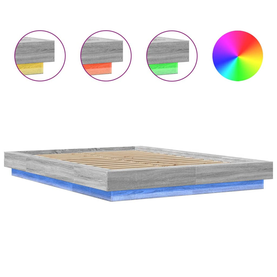 Bedframe met LED-verlichting grijs sonoma eiken 140x200 cm