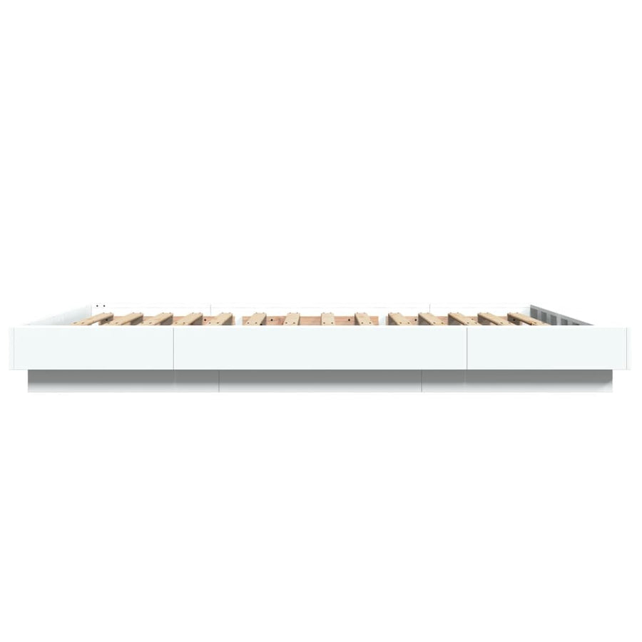Bedframe met LED-verlichting bewerkt hout wit 120x200 cm