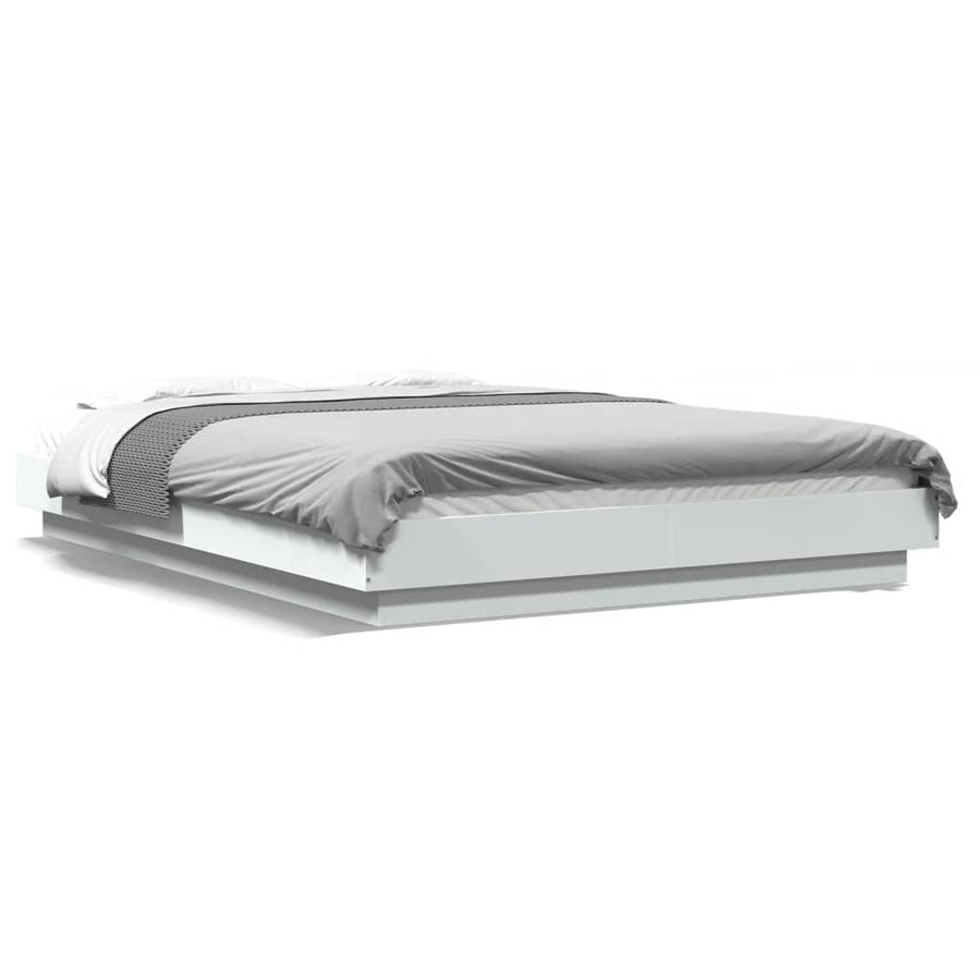 Bedframe met LED-verlichting bewerkt hout wit 120x200 cm