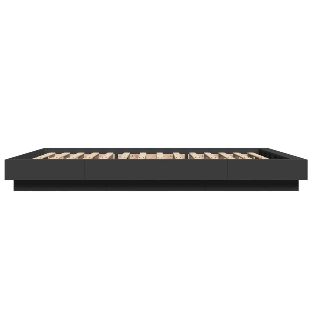 Bedframe met LED-verlichting bewerkt hout zwart 120x200 cm