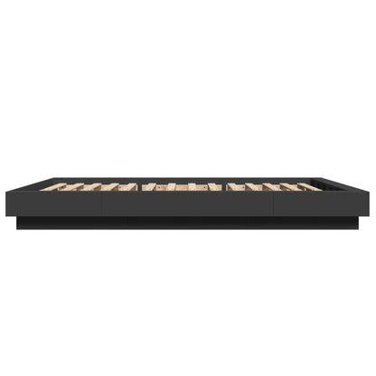 Bedframe met LED-verlichting bewerkt hout zwart 120x200 cm