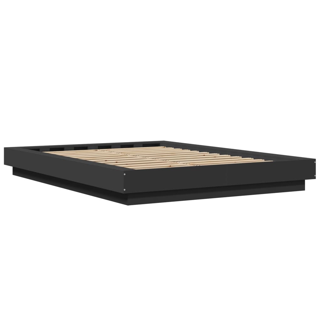 Bedframe met LED-verlichting bewerkt hout zwart 120x200 cm
