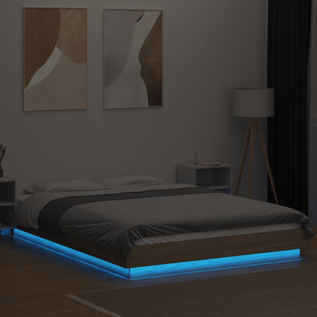 Bedframe met LED-verlichting sonoma eikenkleurig 120x200 cm