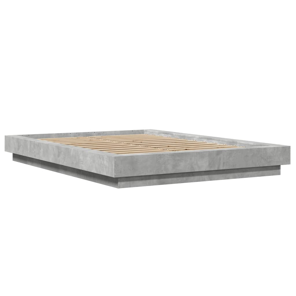 Bedframe met LED-verlichting bewerkt hout betongrijs 120x200 cm