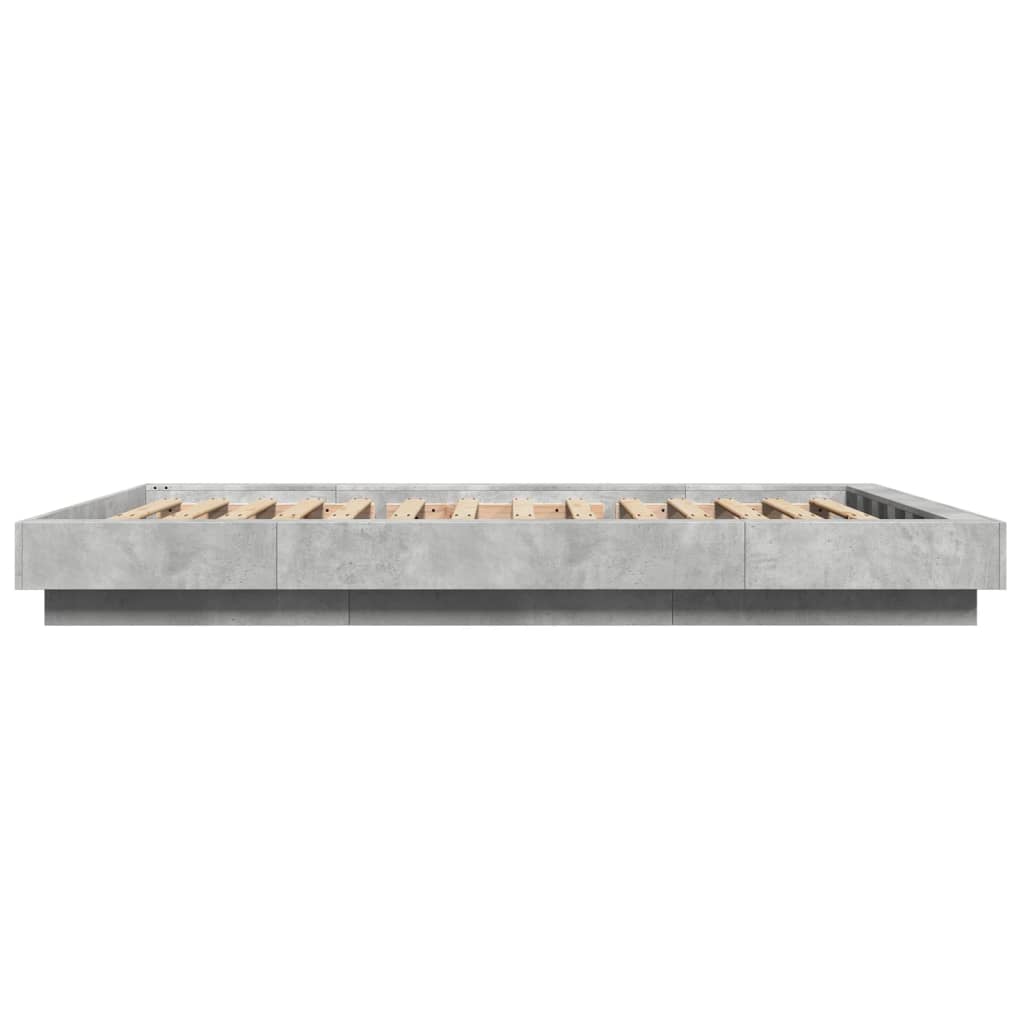 Bedframe met LED-verlichting bewerkt hout betongrijs 120x200 cm