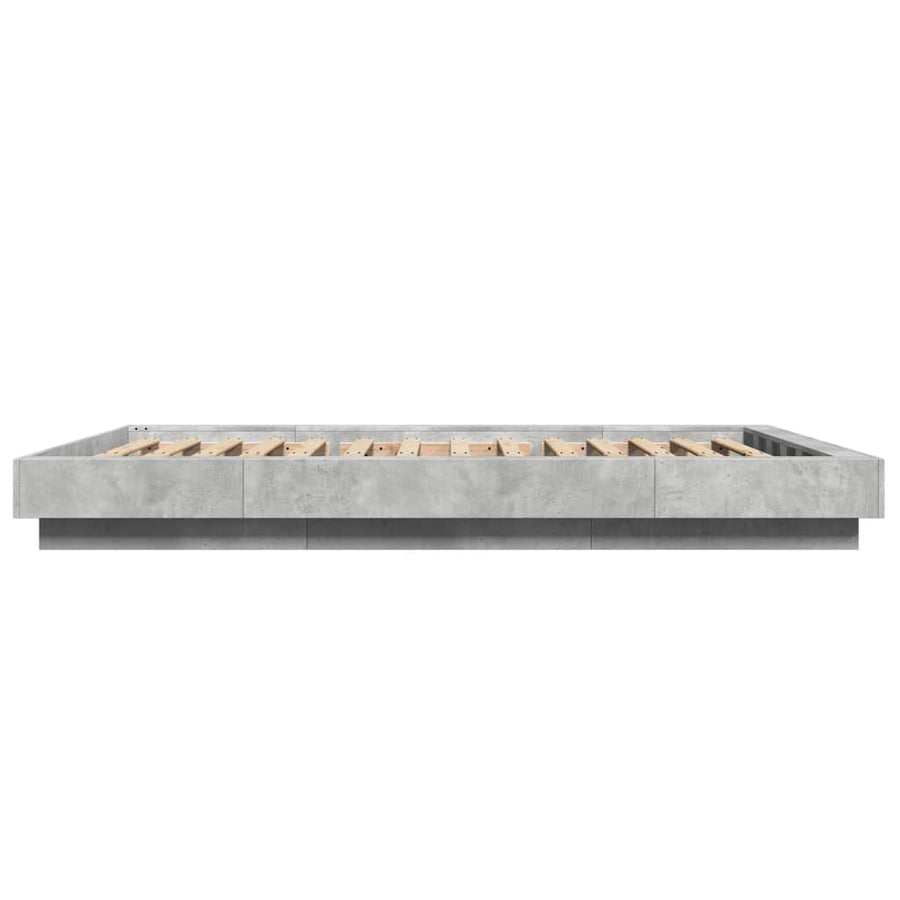 Bedframe met LED-verlichting bewerkt hout betongrijs 120x200 cm
