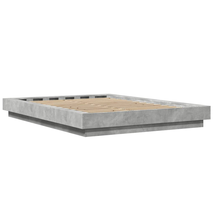 Bedframe met LED-verlichting bewerkt hout betongrijs 120x200 cm