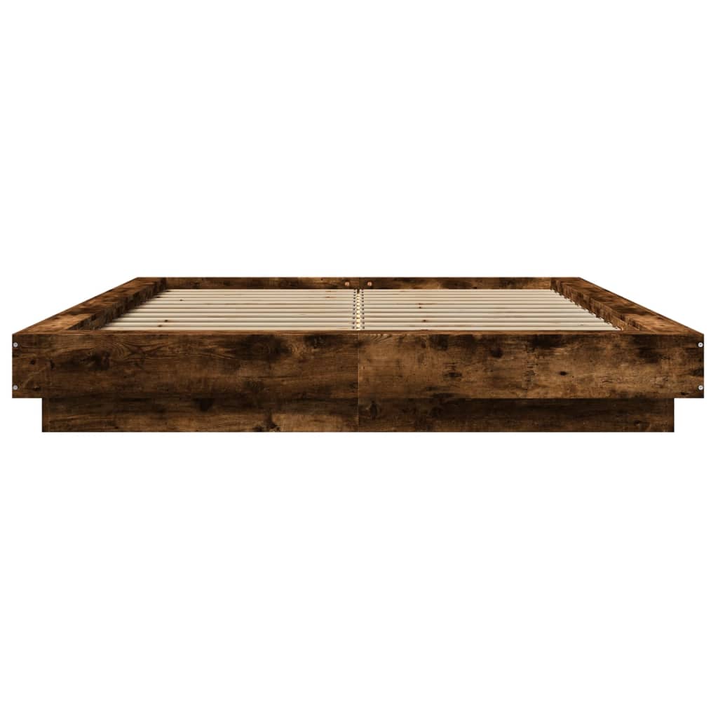 Bedframe met LED-verlichting gerookt eikenkleurig 120x200 cm