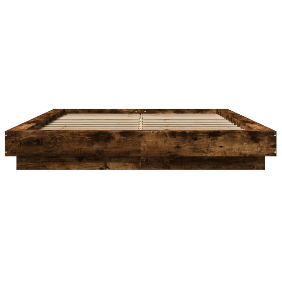 Bedframe met LED-verlichting gerookt eikenkleurig 120x200 cm