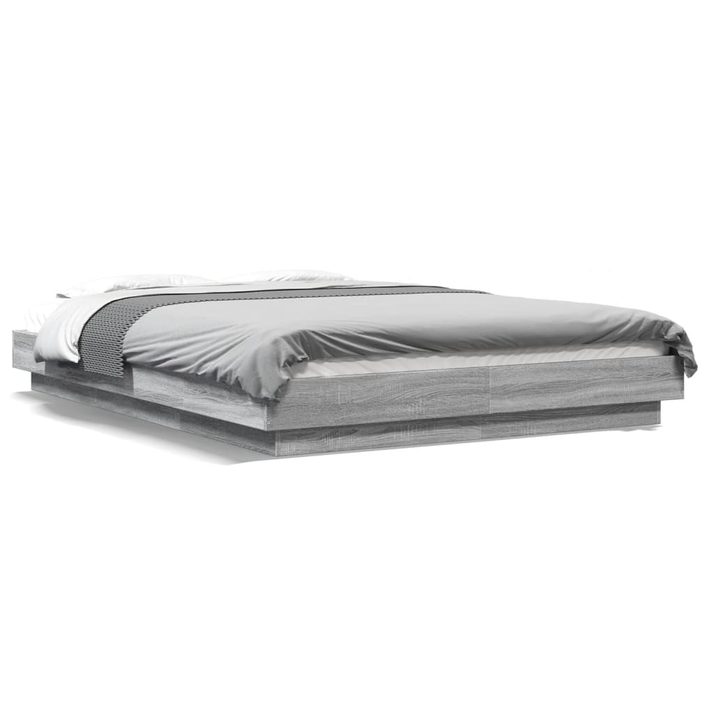 Bedframe met LED-verlichting grijs sonoma eiken 120x200 cm