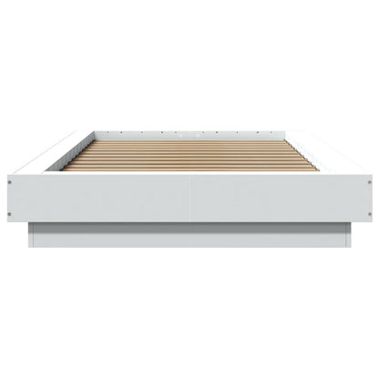 Bedframe met LED-verlichting bewerkt hout wit 100x200 cm