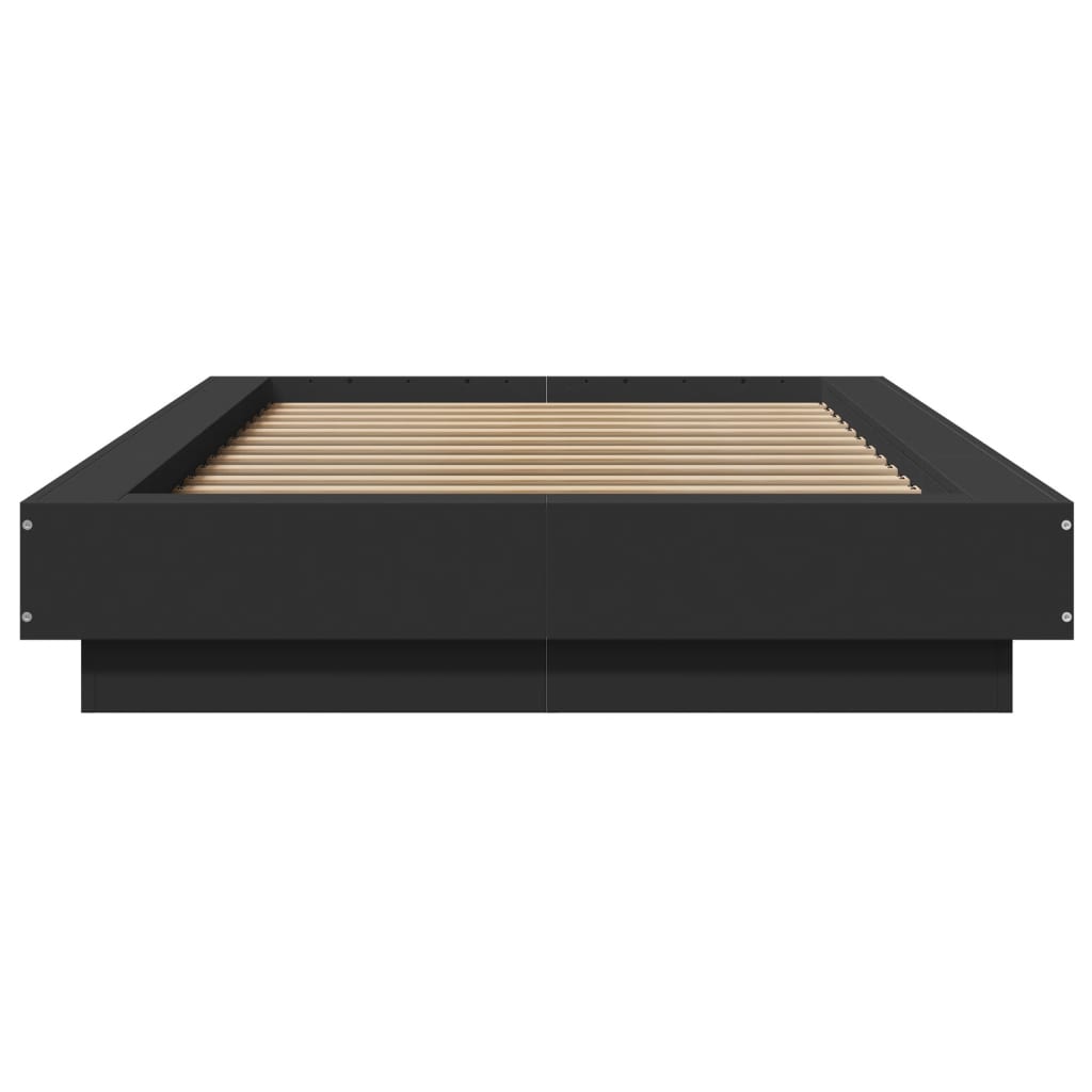 Bedframe met LED-verlichting bewerkt houtzwart 100x200 cm