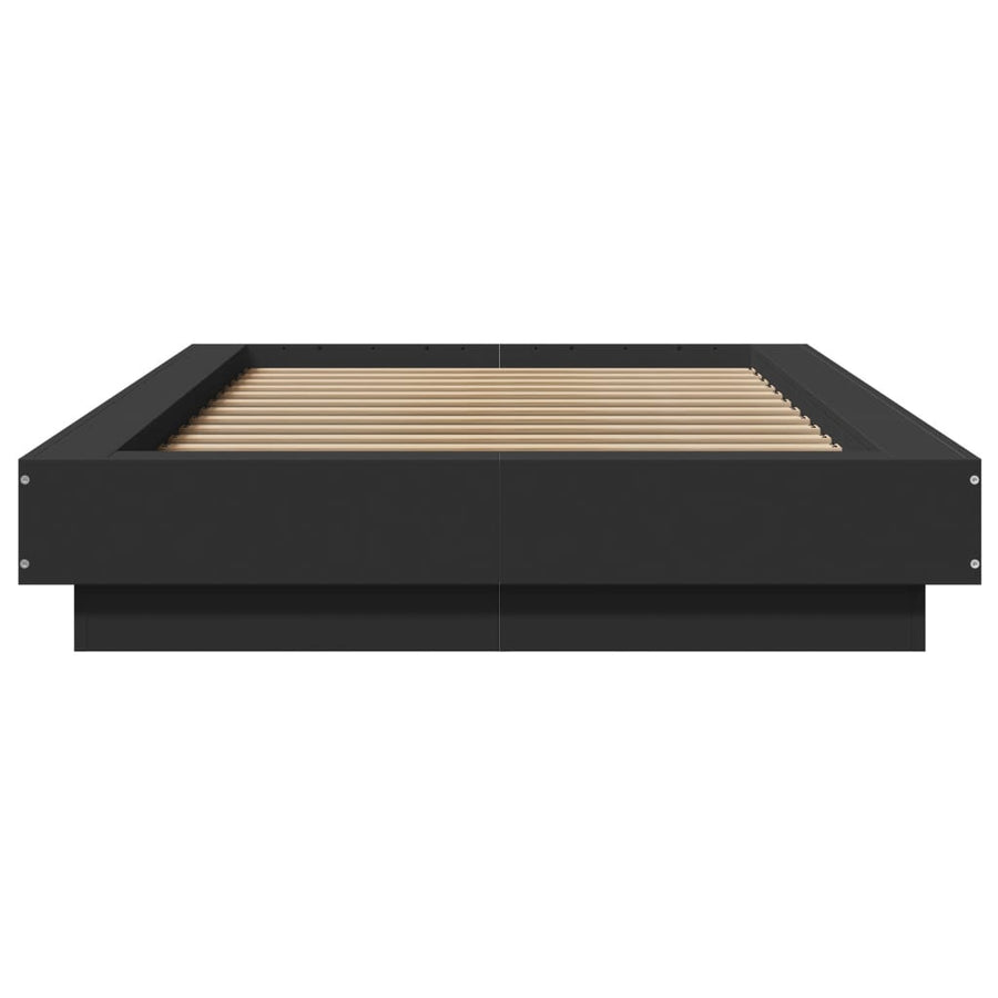 Bedframe met LED-verlichting bewerkt houtzwart 100x200 cm