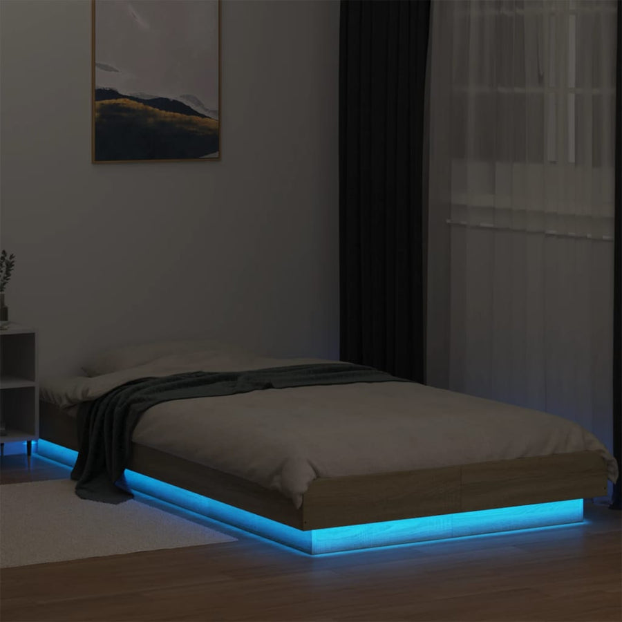 Bedframe met LED-verlichting sonoma eikenkleurig 100x200 cm