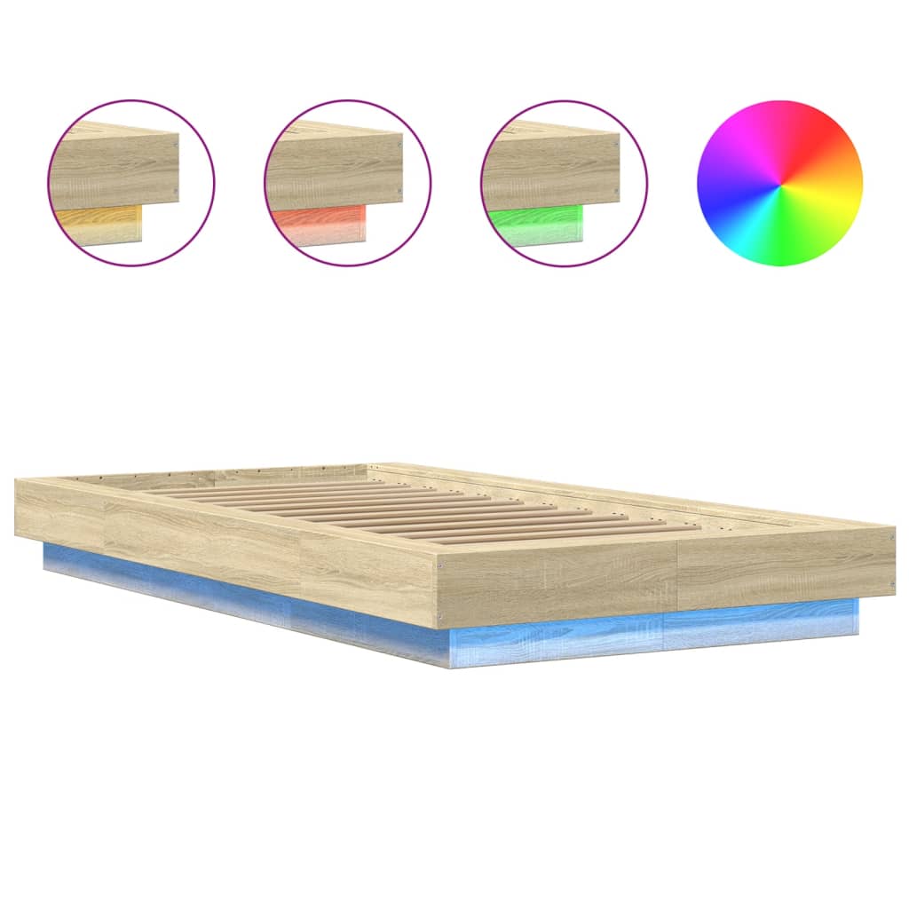 Bedframe met LED-verlichting sonoma eikenkleurig 100x200 cm