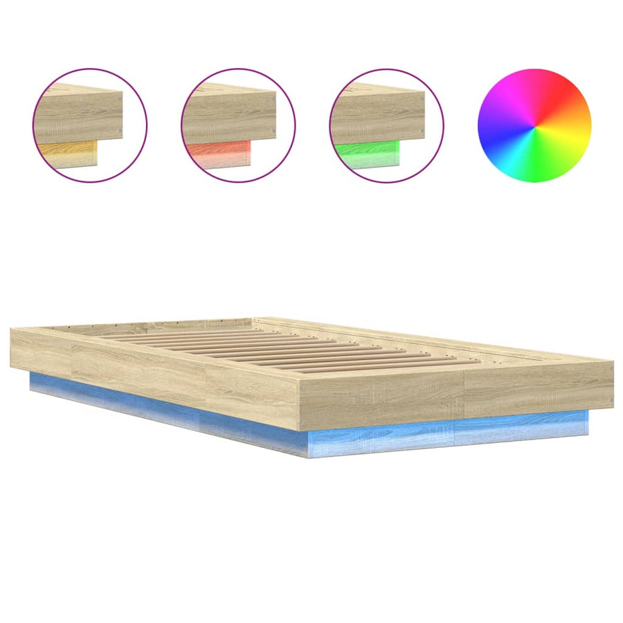 Bedframe met LED-verlichting sonoma eikenkleurig 100x200 cm