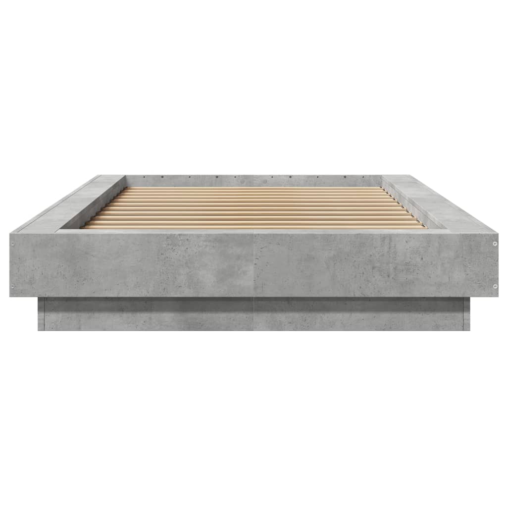 Bedframe met LED-verlichting bewerkt hout betongrijs 100x200 cm