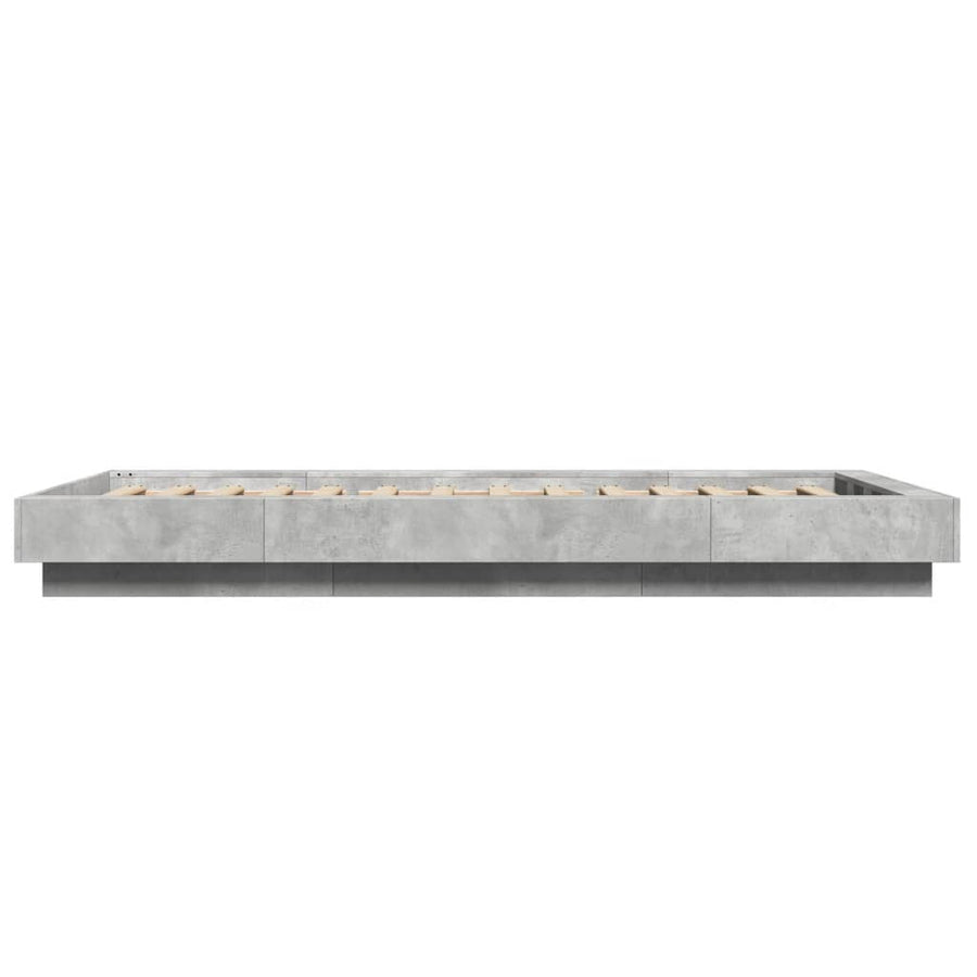 Bedframe met LED-verlichting bewerkt hout betongrijs 100x200 cm