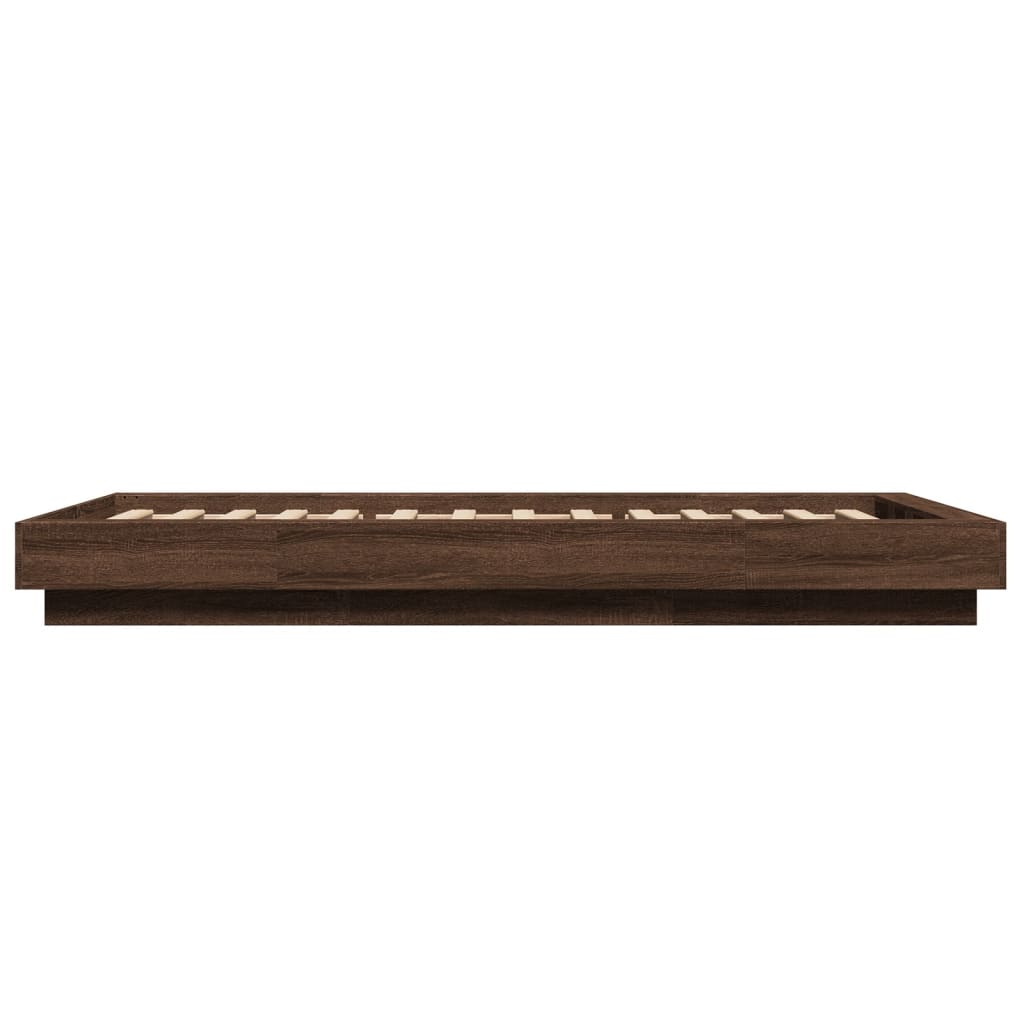 Bedframe met LED-verlichting bruin eikenkleur 100x200 cm