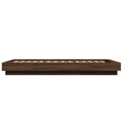 Bedframe met LED-verlichting bruin eikenkleur 100x200 cm